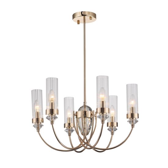 SL1402.203.06 Люстра подвесная ST-Luce Латунь/Прозрачный  E14*6 40W Elegra