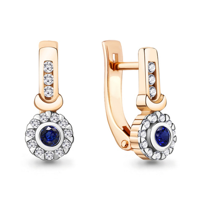 942930Ак Серьги из Золота с бриллиантами, сапфирами