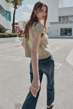 ZARA ДЖЕМПЕР С ОТДЕЛКОЙ НА ПЛЕЧАХ, ЭКРЮ/ХАКИ