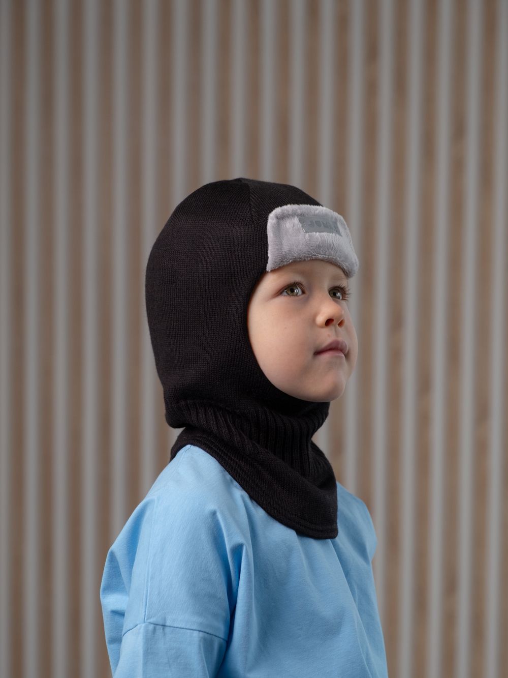 Шлем весенний/осенний вязаный (Черный) ТОКИ