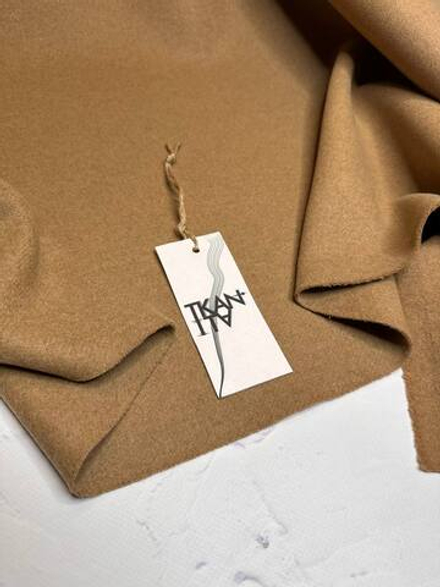 Пальтовая однотонная коротковорсовая смесовая шерсть с полиамидом (80%шерсть/9%кашемир/11%полиамид, Карамельный муар, 136, 420гр/м2)