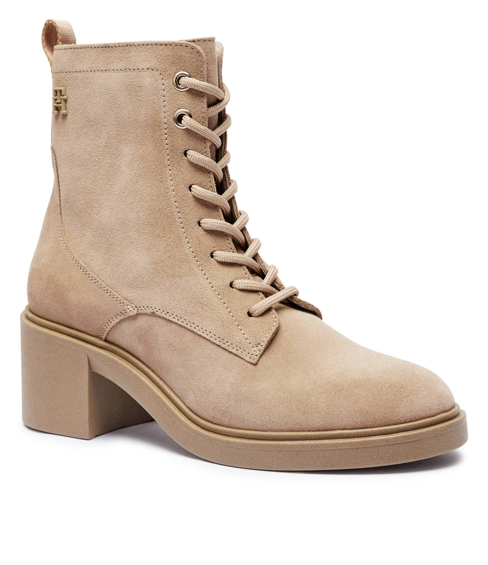 Кожаные ботильоны на каблуке Tommy Hilfiger - бежевый(FW0FW08090)