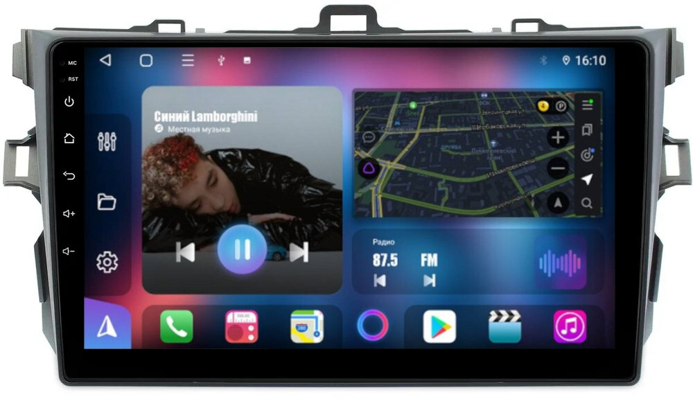 Магнитола для Toyota Corolla 150 2006-2013 (рамка тип 1) - FarCar 063M монитор 9" QLED на Android 13, 8 ядер (TS18), CarPlay, 4G SIM-слот