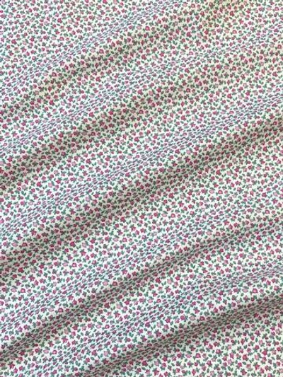 Хлопок Liberty белый с мелким розовым цветочным принтом