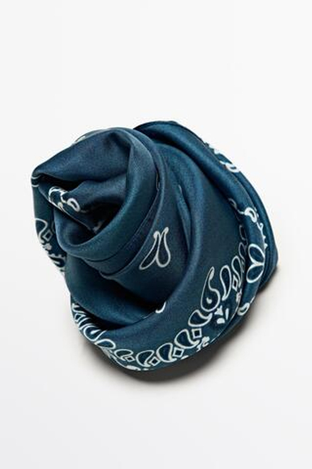 Massimo Dutti Платок с принтом пейсли, синий