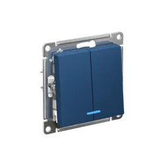 Выключатель 2-кл. AtlasDesign (сх. 5а) 10AX с подсветкой механизм аквамарин SE ATN001153