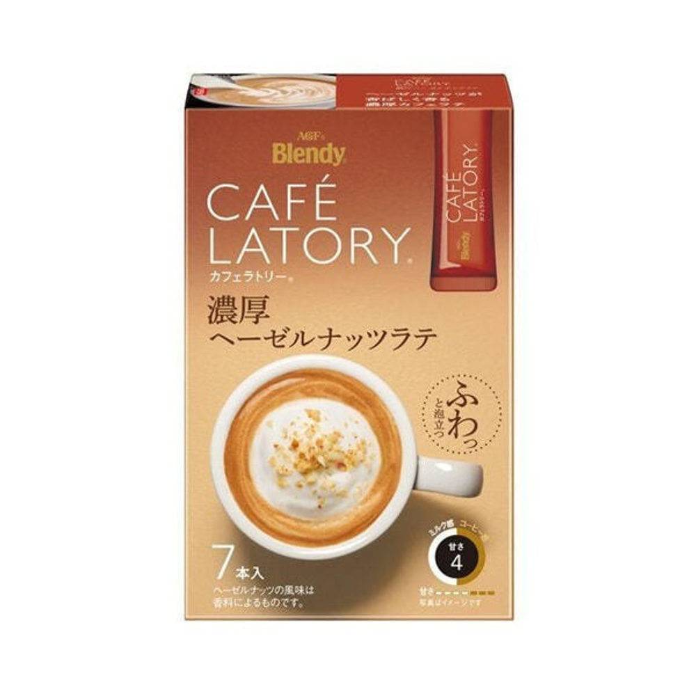 Кофе растворимый 3 в 1 Латте с ароматом лесных орехов 7 стиков по 10,5 г AGF Blendy Cafe Latory Stick