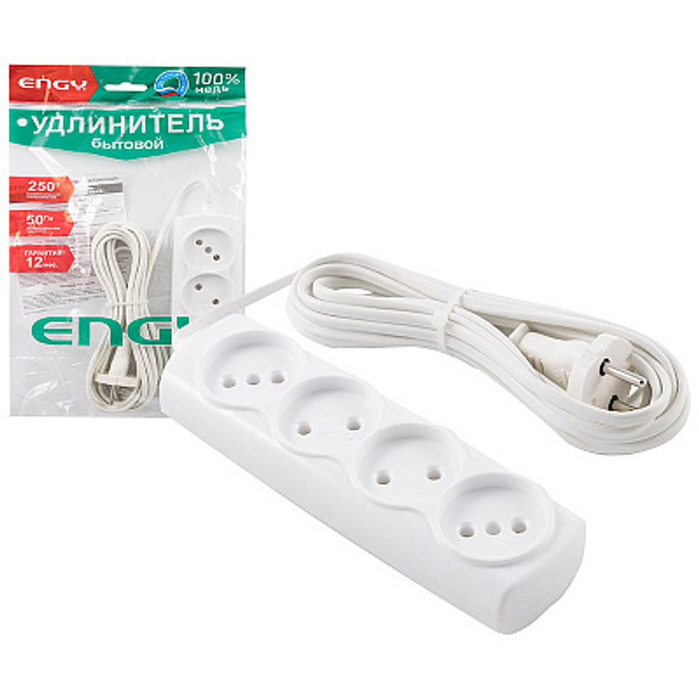 Удлинитель Engy "Эконом" 5м/4роз (ШВВП 2х0.75)