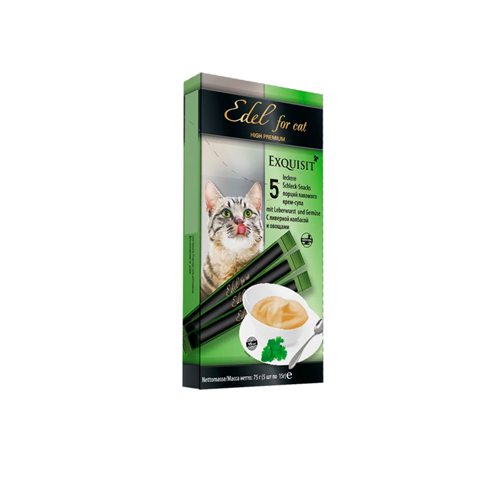 Лакомство Edel for cat крем-суп ливерная колбаса с овощами, для кошек, 75 г (5 шт в упаковке)