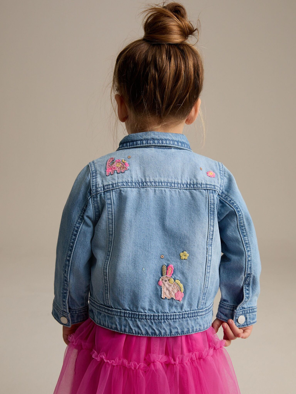 Куртка джинсовая с вышивкой для девочки Next E25-108, Синий
