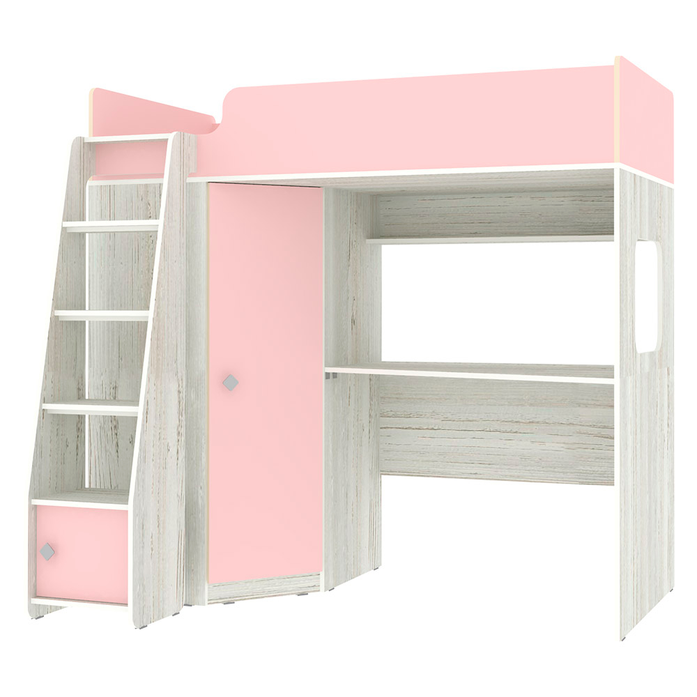 Кровать-чердак КарИВи Л-В603.1 Винтерберг Розовый