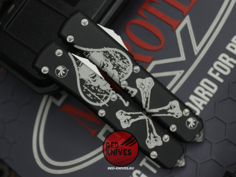 Ножи Microtech Ultratech Death Card Standard S/E (Левый) + Tanto T/E (Правый) "Memento Mori" А+++ - комплект 2 ножа