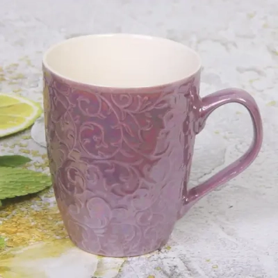 Кружка керамическая 370мл «Вензеля» сиреневая