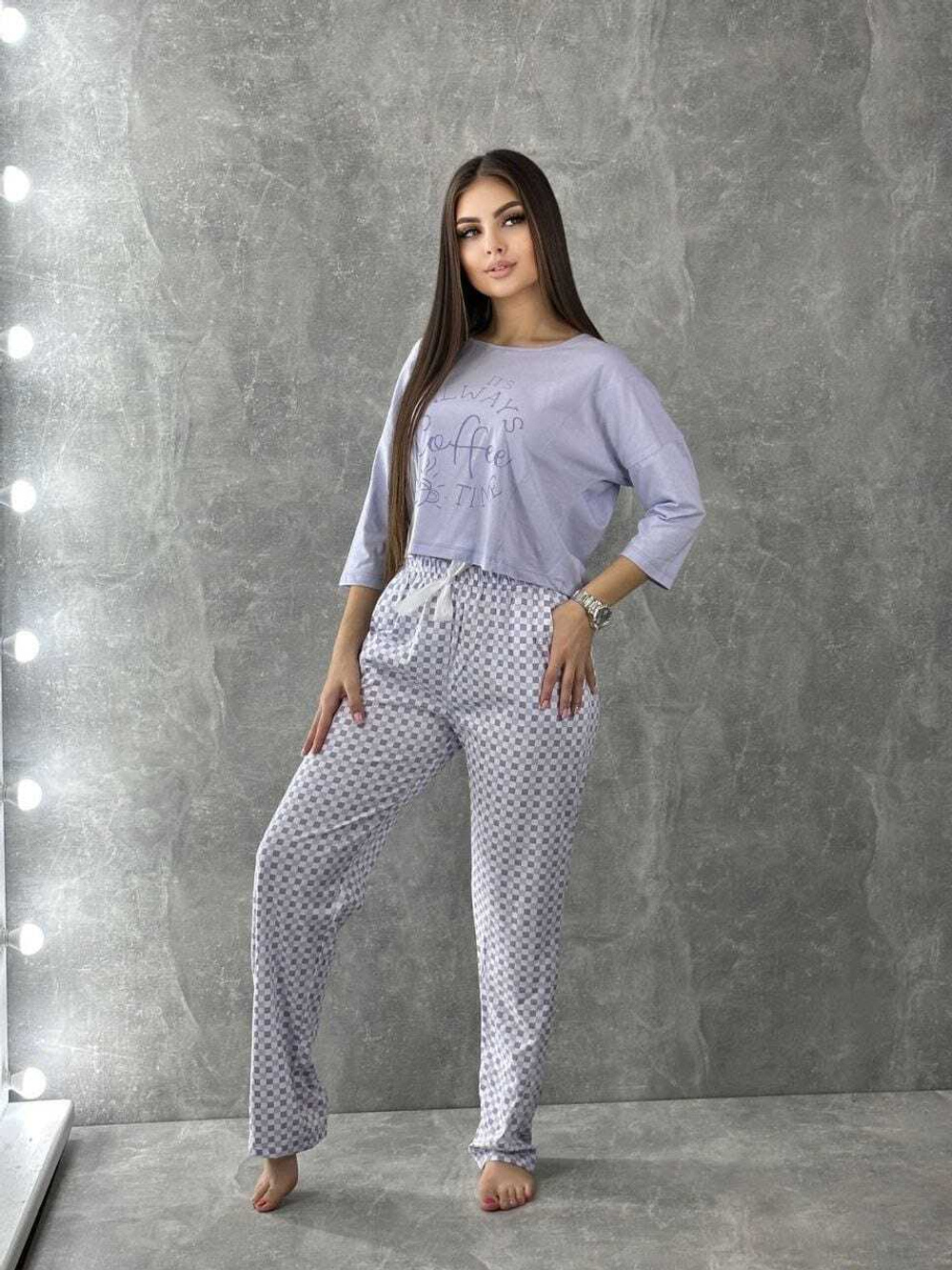 Пижама жен. х/б штаны+футболка дл/р 6643
