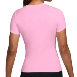 Женская теннисная футболка Nike One Fitted Short Sleeve - pink rise/white