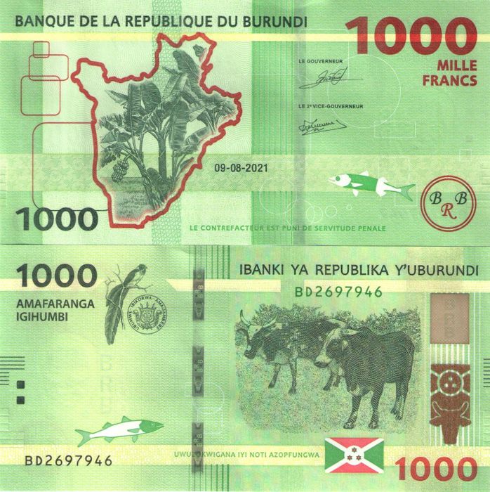 1 000 франков 2021 Бурунди