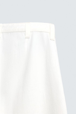 ZARA ДЖИНСЫ ЧИНОС BARREL FIT СО СКЛАДКАМИ, БЕЛЫЙ
