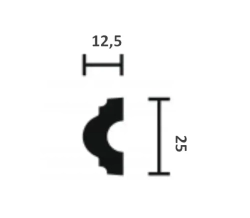 Молдинг для стен 2,5см, дюрополимер, влагостойкий, под окраску 25х12,5х2000мм