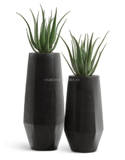 Кашпо TREEZ Effectory - серия Crystal - Высокий многогранник - Антрацит