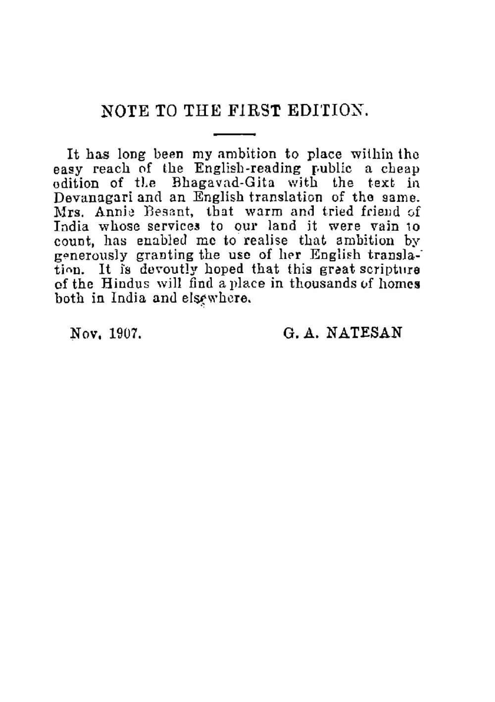 The Bhagavad-Gita or The Lord's Song. With the text in Devanagari and an English translation | Annie Wood Besant