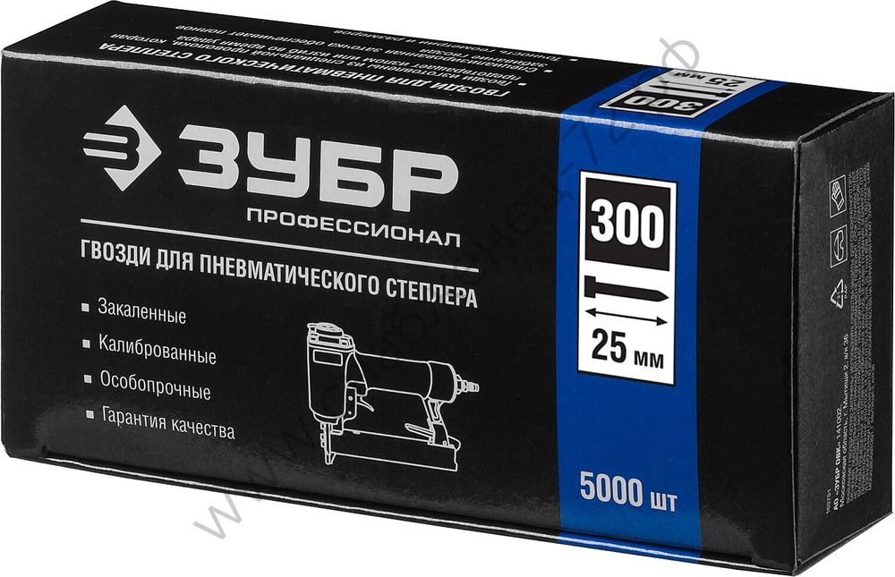 ЗУБР тип 18GA (47 / 300 / F) 25 мм, 5000 шт, гвозди для нейлера (31830-25)