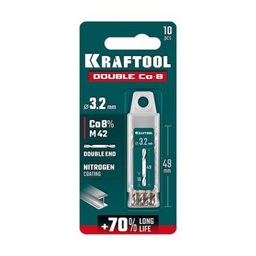KRAFTOOL DOUBLE Сo-8 3.2х49мм, Сверло двухстороннее по металлу, сталь M42(+8%Co), класс А (29654-3.2-10)