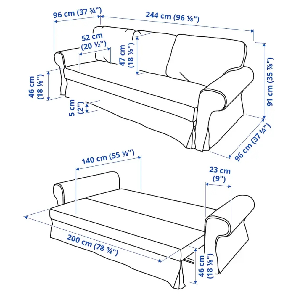 Диван-кровать 3-местный - IKEA VRETSTORP, 91x96x244см, бежевый, ВРЕТСТОРП ИКЕА
