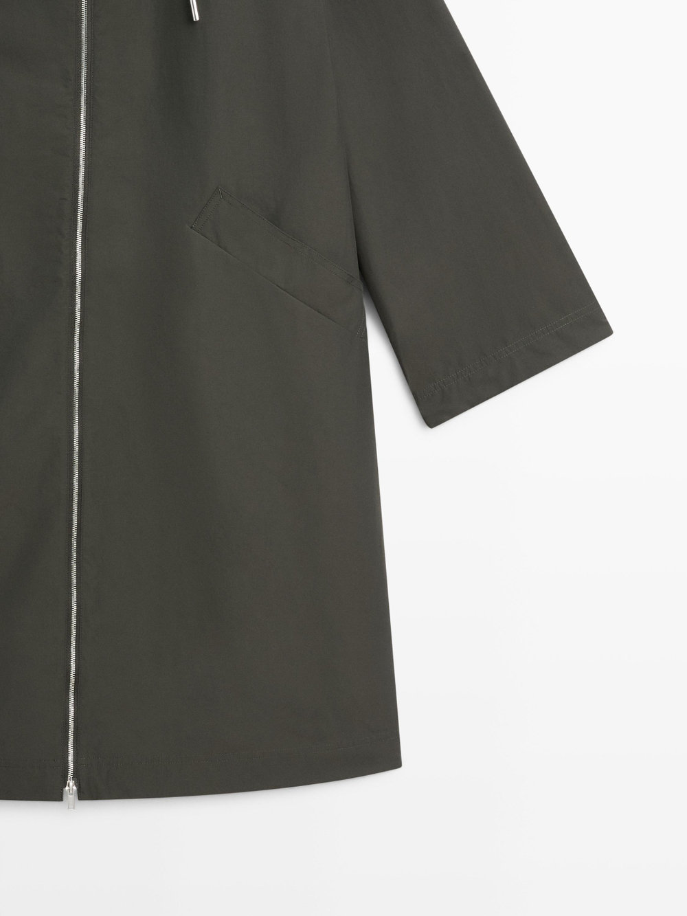 Massimo Dutti Длинный тренч, бутылочно-зеленый