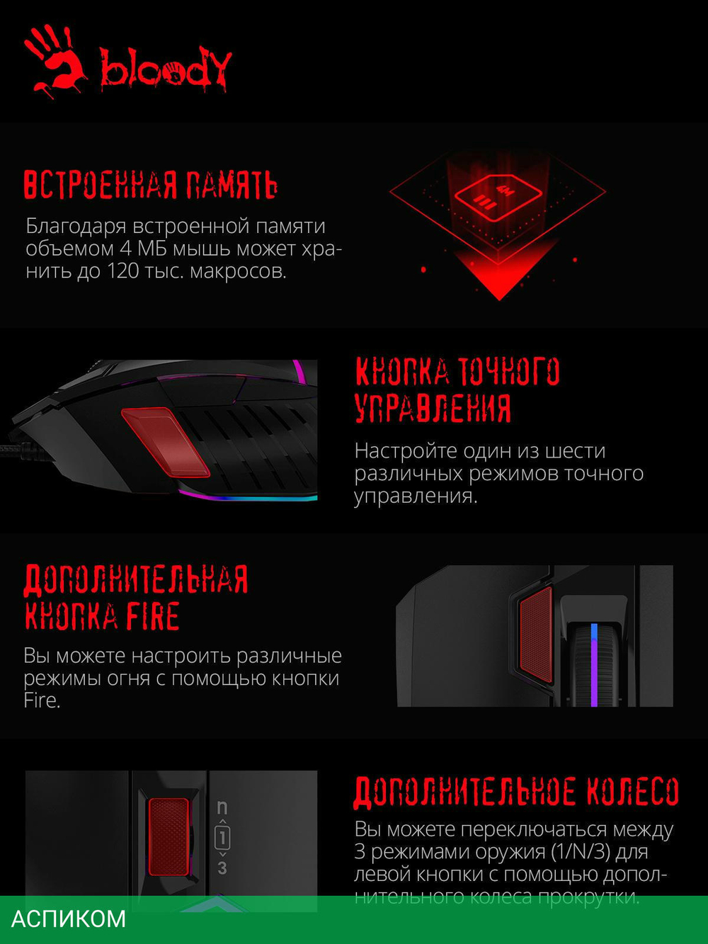 Мышь A4Tech Bloody W95 Max черный