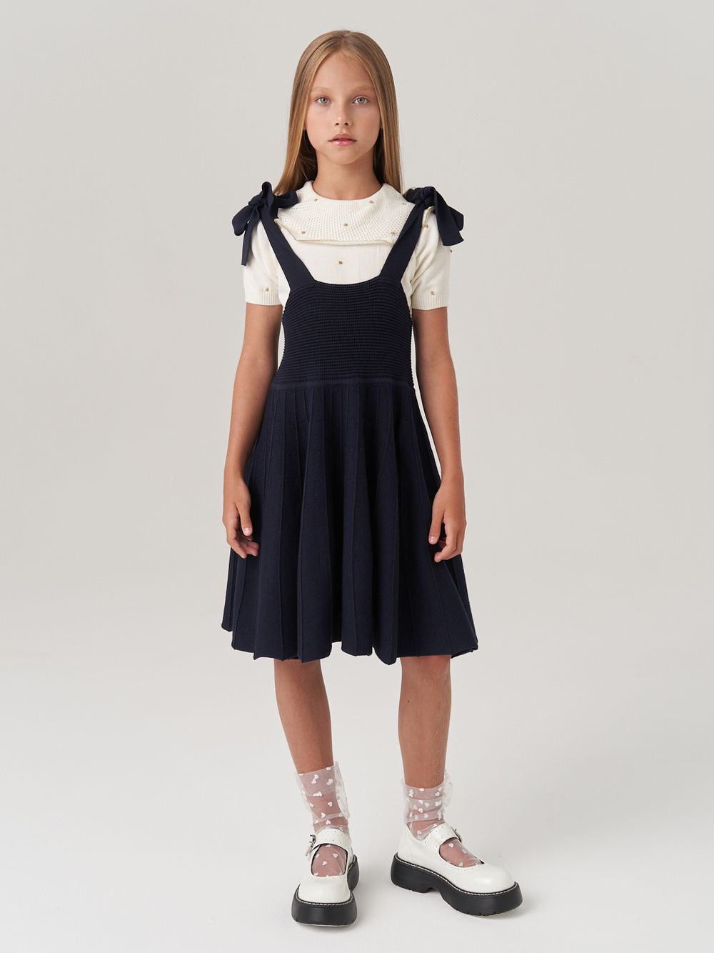 Сарафан школьный для девочки AT972-218 синий