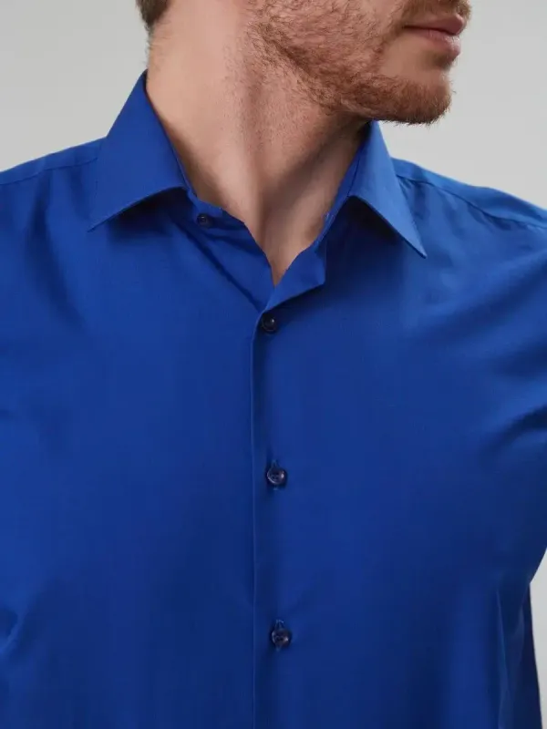 Рубашка приталенная SLIM FIT с длинным рукавом, синяя