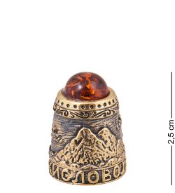 AM-3899 Наперсток «Кисловодск» (латунь, янтарь)