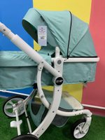 Коляска-трансформер Sweet Kids 608 2в1 Зеленый текстиль на белой раме