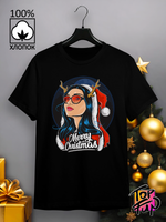 Футболка Merry Christmas снегурочка