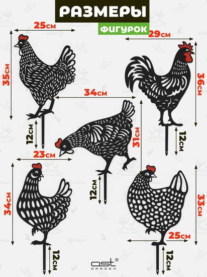 Набор садовых фигурок "Куры"