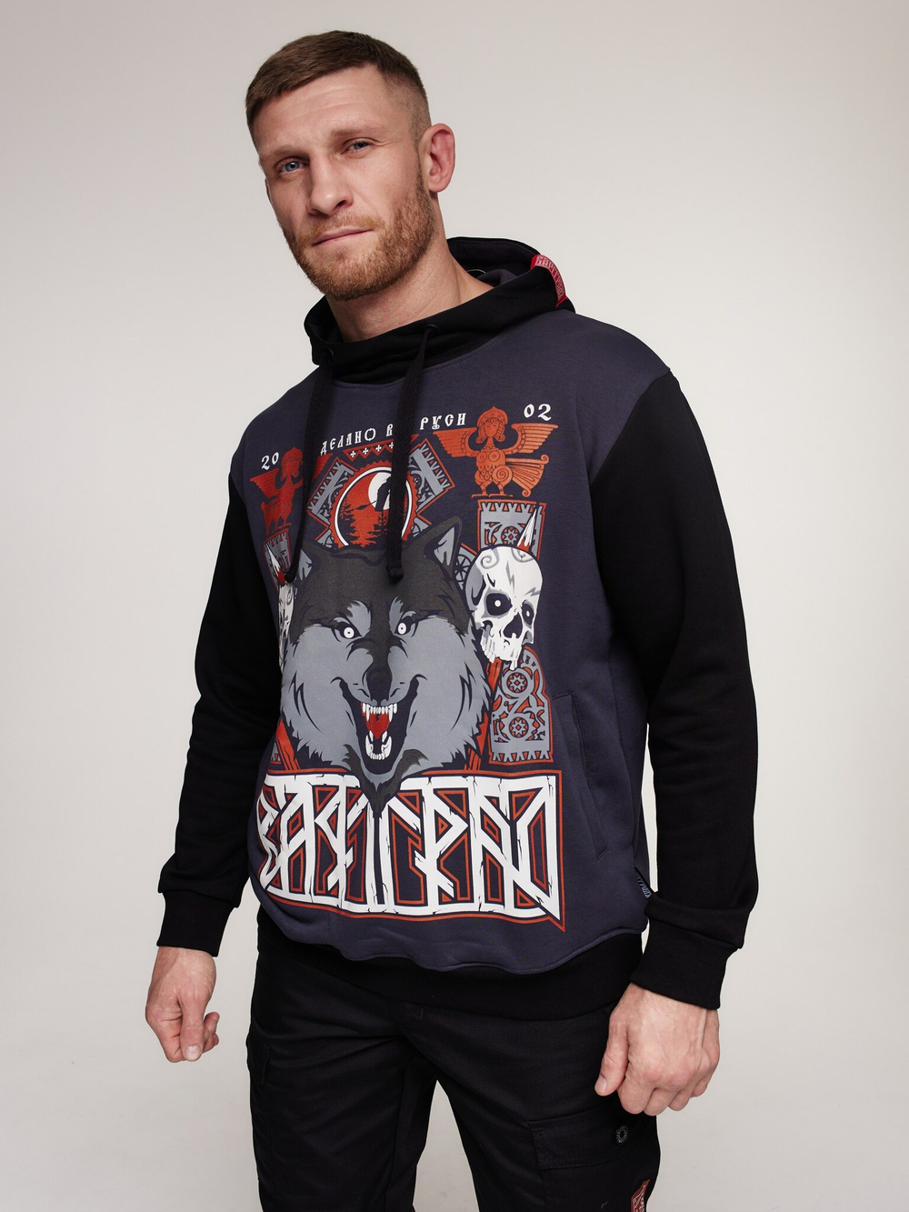 Худи Варгградъ мужская тёмно-серая «Первый среди равных» без начёса