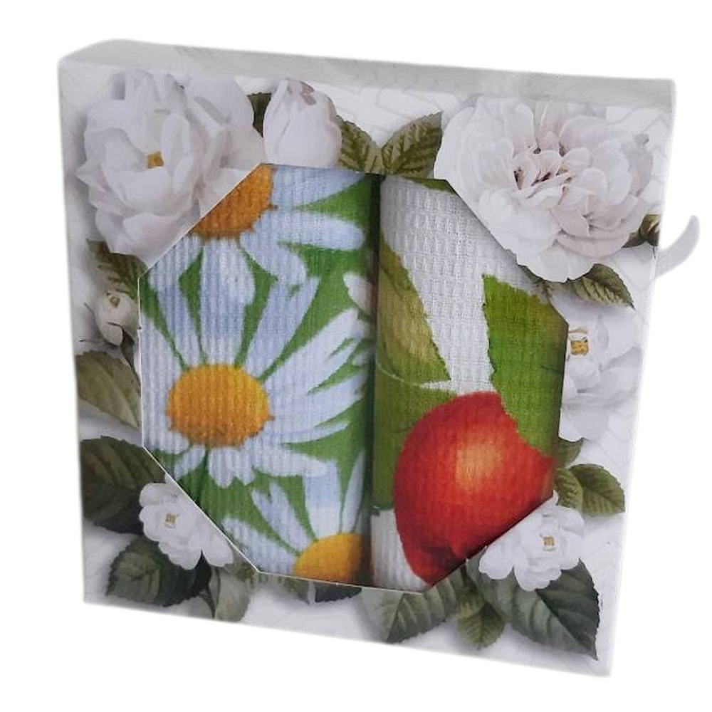 Набор из 2-х вафельных полотенец в подарочной упаковке, 100% хлопок, Россия.