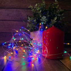 ULD-S1000-100-DTA-RC RGB IP44 Гирлянда светодиодная. 10м. 100 светодиодов. RGB свет. Пульт ДУ в-к. Провод прозрачный. ТМ Uniel