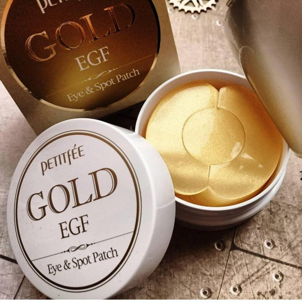 Petitfee. Гидрогелевые патчи для век с золотыми частицами и фактором роста Gold EGF Eye & Spot Patch