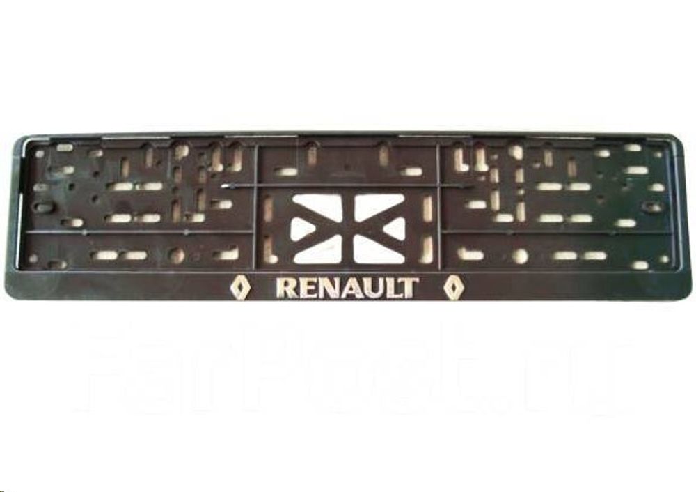 Рамка под номер с защелкой серебро  RENAULT  рельеф (Новосибирск)