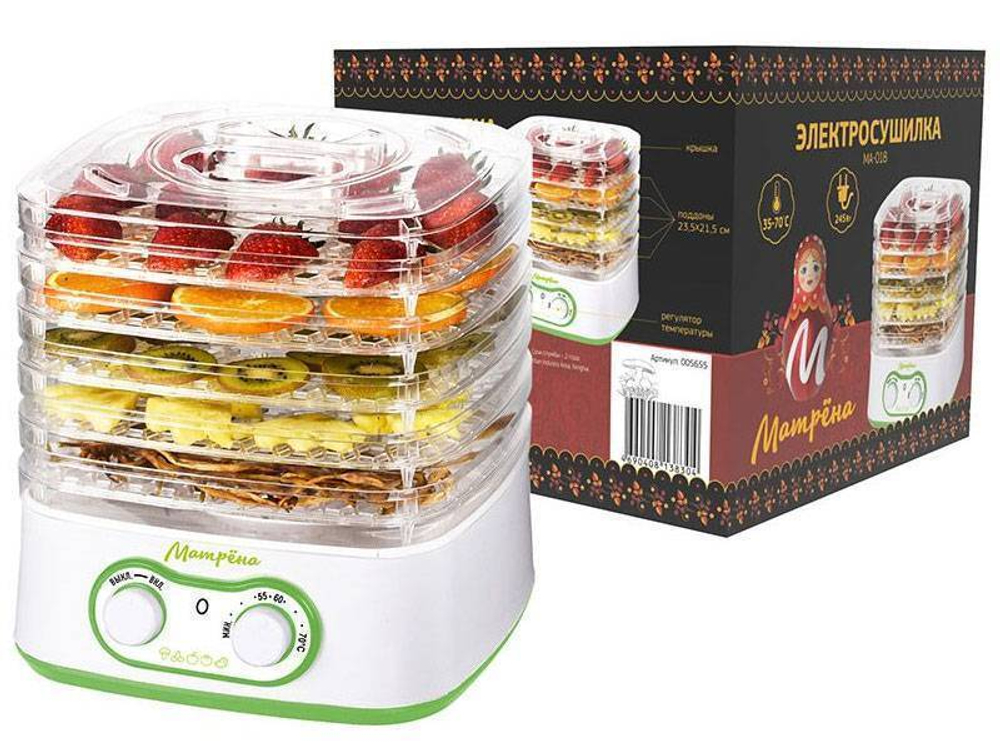 Электросушилка МАТРЁНА МА-018 для продуктов (5 поддонов диаметр 23,5*21,5см, 245Вт)