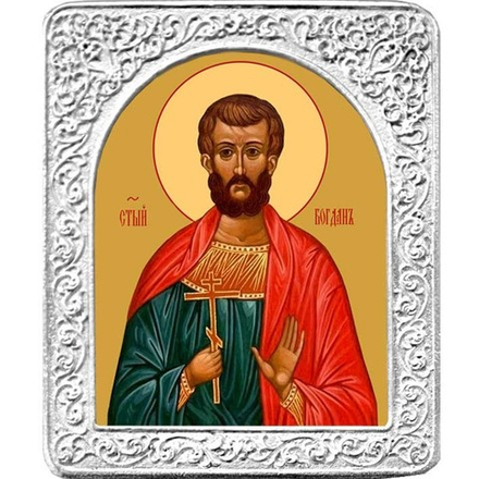 Святой Богдан (Феодот). Маленькая икона в серебряной раме. 4,5 х 5,5 см.