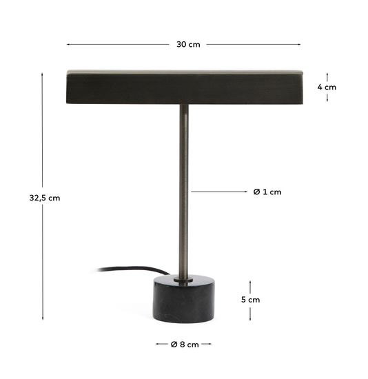 Настольная лампа Lynor из черного металла с основанием из черного мрамора