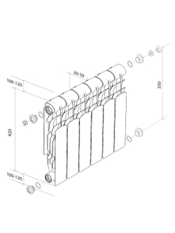 Радиатор алюминиевый Royal Thermo Revolution 350 - 4 секц.