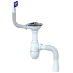 UNICORN B425 Сифон для мойки с выпуском 3 1/2 на д40 и прямоугол. переливов с гибк.соед,(латунь)