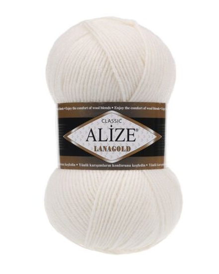 Ланаголд (Lanagold) пряжа Alize 49%шерсть 51%акрил 5х100г/240м 450 жемчужный