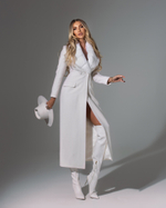 Женское шерстяное пальто с мехом