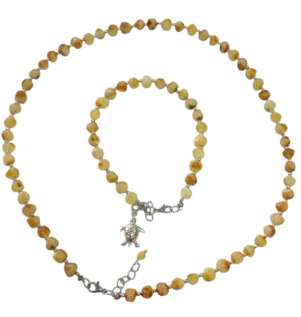 Комплект украшений, янтарь, колье, браслет