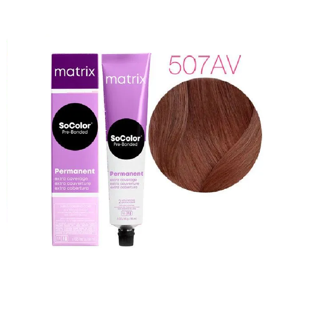 MATRIX Socolor Pre-Bonded стойкая крем-краска для волос 100% покрытие седины 90 мл 507AV блондин пепельно-перламутровый