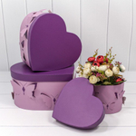 Коробка 28.5х26х15 см Набор 3 шт "Сердце" Бабочки (Сиреневый)